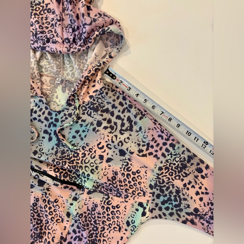 White Birch Rare Rainbow Neon Animal Print Leopard Hoodie Medium 90’s Style - Picture 8 of 11